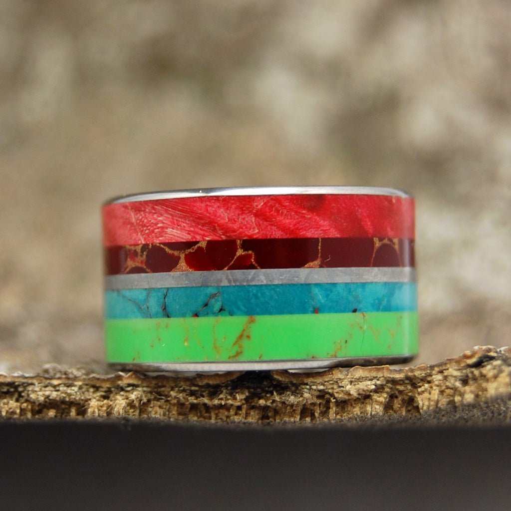 Bright Lion | Men's Meteorite, Wood, Stone & Titanium Wedding Ring - Minter and Richter Designs