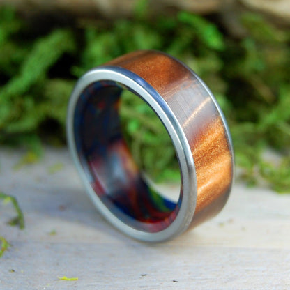 Bronze Burst | Men's Bronze, Opalescent Resin, & Titanium Wedding Ring - Minter and Richter Designs