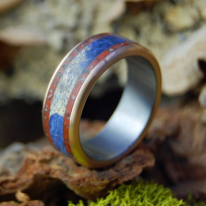 Bronze To The Real Heroes | Men's Bronze, Crimson Sand & Titanium Military Wedding Ring - Minter and Richter Designs