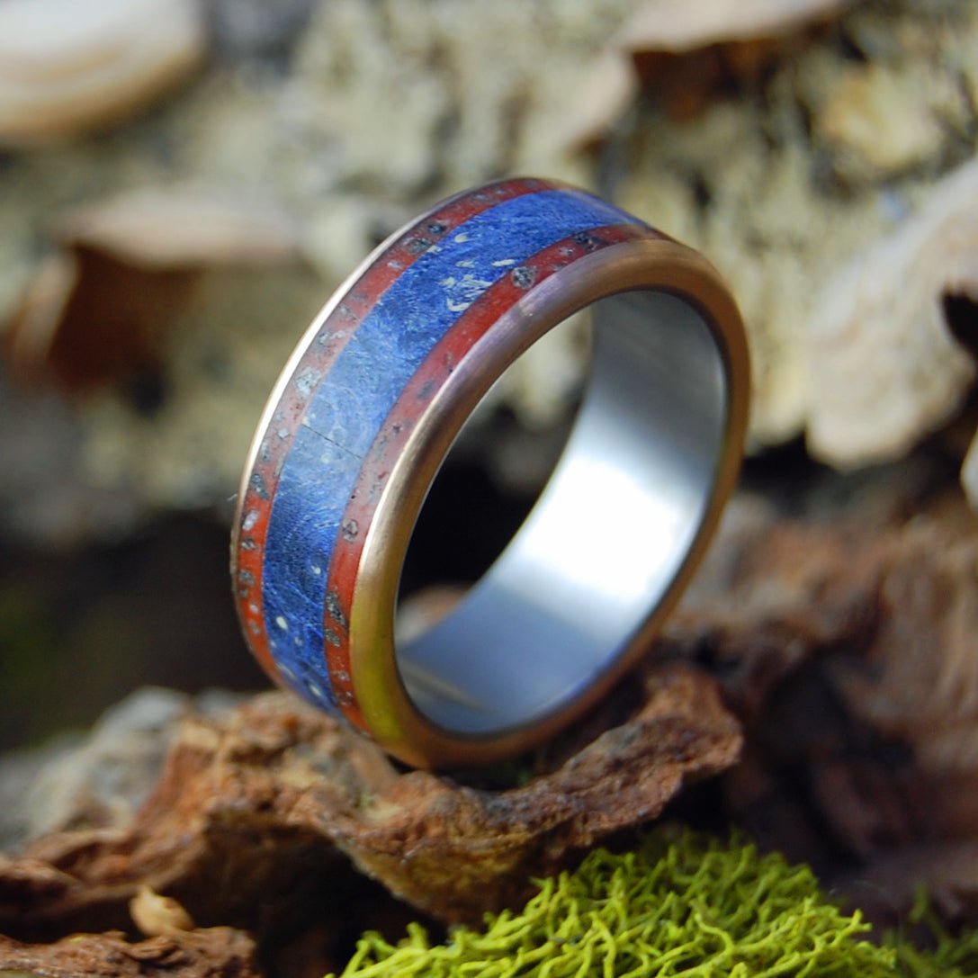 Bronze To The Real Heroes | Men's Bronze, Crimson Sand & Titanium Military Wedding Ring - Minter and Richter Designs