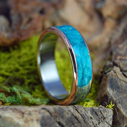 Bronze Turquoise Box Elder Wood | Men's Box Elder Wood, Bronze & Titanium Wedding Ring - Minter and Richter Designs