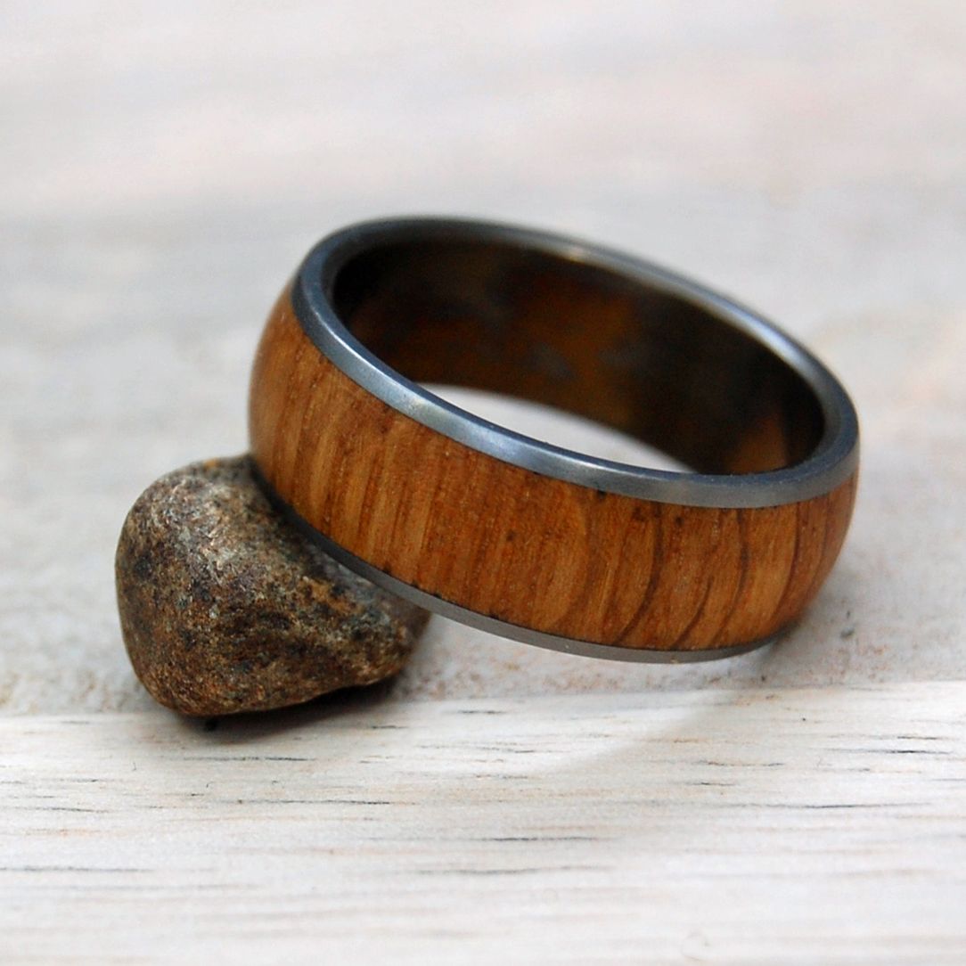 Bronzed Bully Boy To The Dome | Men's Whiskey Barrel Wood & Titanium Wedding Ring - Minter and Richter Designs