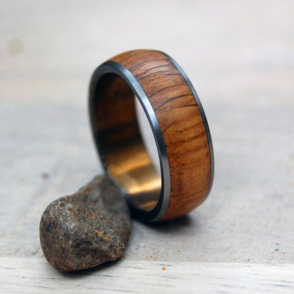 Bronzed Bully Boy To The Dome | Men's Whiskey Barrel Wood & Titanium Wedding Ring - Minter and Richter Designs