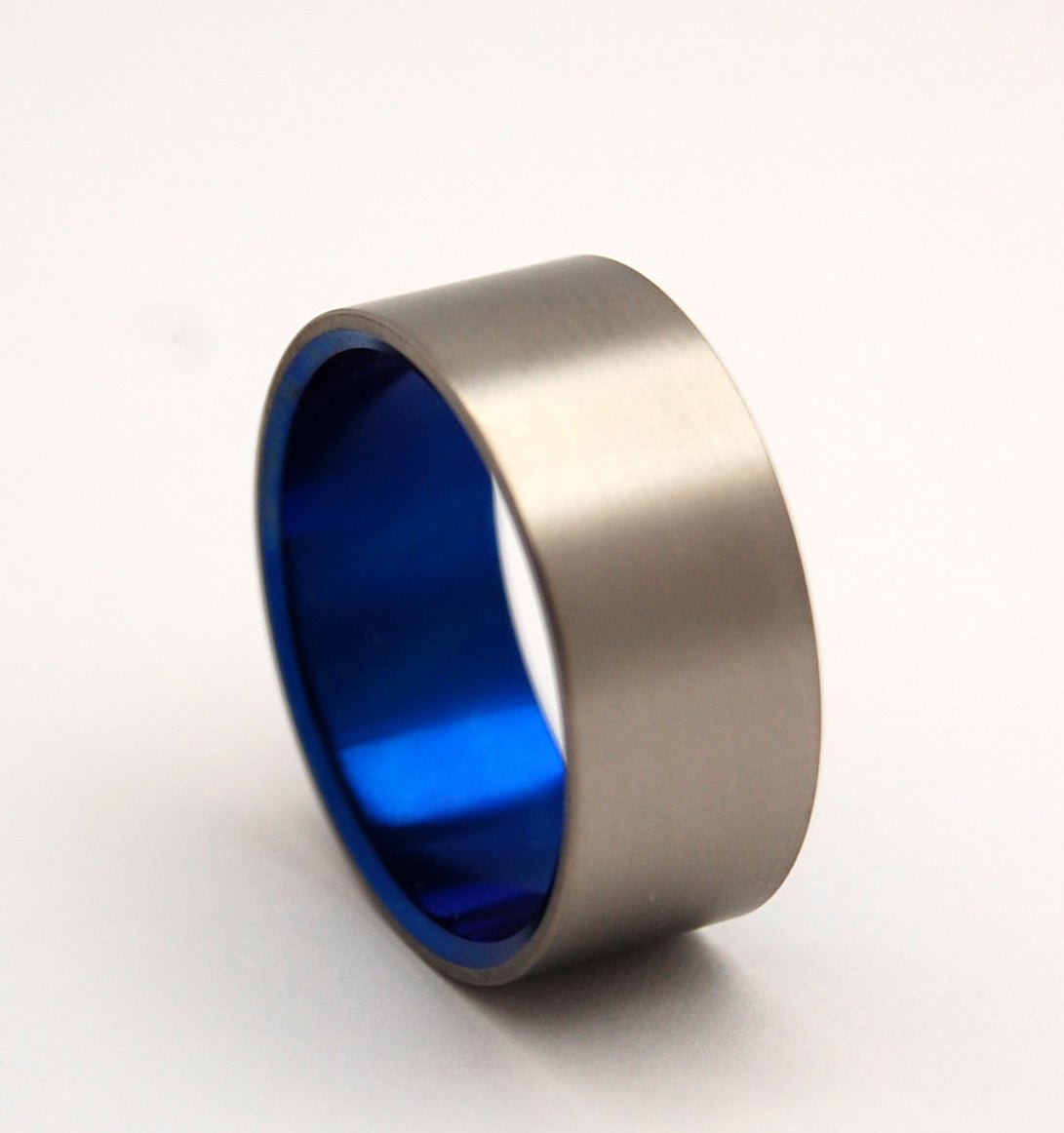 Brushed And Blue | Men's Titanium & Blue Titanium Wedding Ring - Minter and Richter Designs