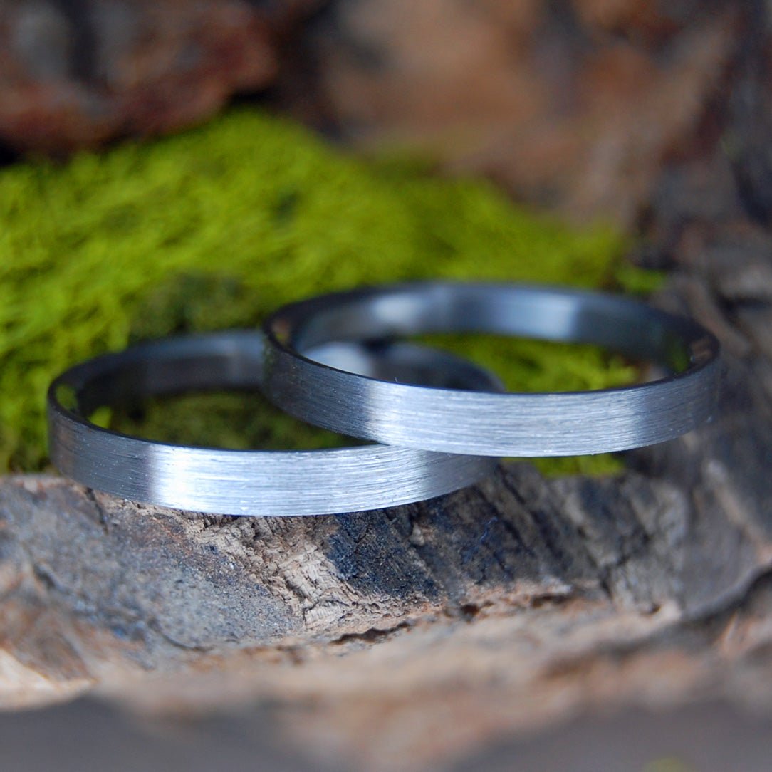 Brushed & Naked Slim | Titanium Wedding Ring Set - Minter and Richter Designs