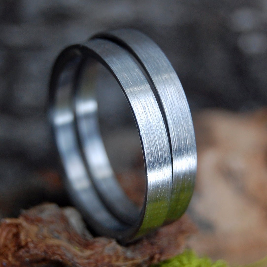 Brushed & Naked Slim | Titanium Wedding Ring Set - Minter and Richter Designs