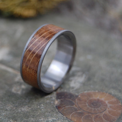 Bully Boy Blasted | Men's Whiskey Barrel Wood & Titanium Wedding Ring - Minter and Richter Designs