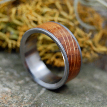 Bully Boy Blasted | Men's Whiskey Barrel Wood & Titanium Wedding Ring - Minter and Richter Designs