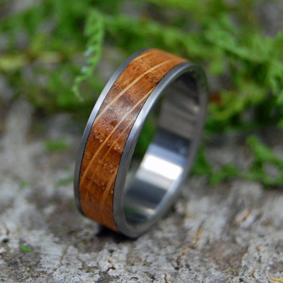 Bully Boy Boston | Men's Whiskey Barrel Wood & Titanium Wedding Ring - Minter and Richter Designs