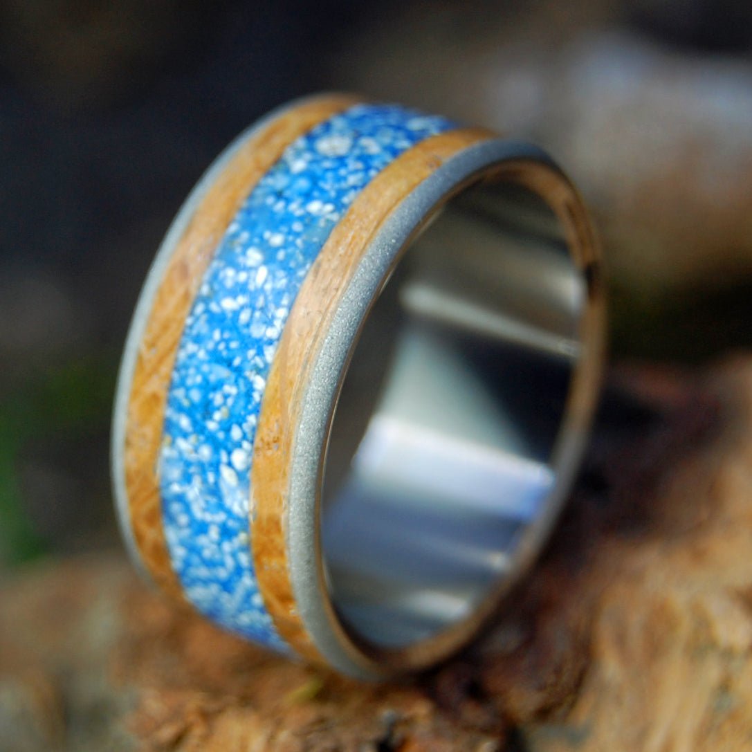 Bully Boy Drinks Naked | Men's Whiskey Barrel Wood, Beach Sand & Titanium Wedding Ring - Minter and Richter Designs