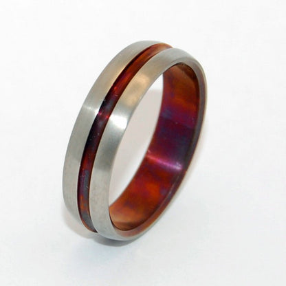 Burnished Bronze Wine Signature Ring | Men's Bronze, Anodized Titanium Wedding Ring - Minter and Richter Designs