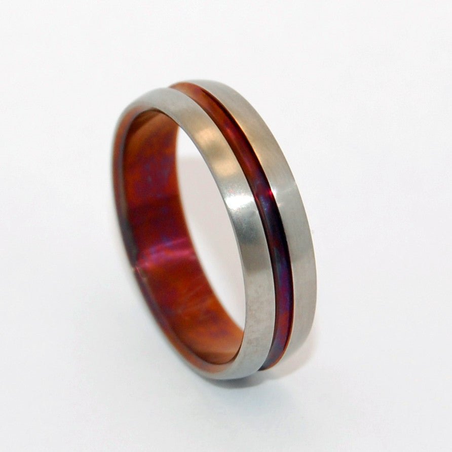 Burnished Bronze Wine Signature Ring | Men's Bronze, Anodized Titanium Wedding Ring - Minter and Richter Designs