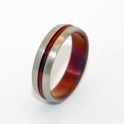 Burnished Bronze Wine Signature Ring | Men's Bronze, Anodized Titanium Wedding Ring - Minter and Richter Designs