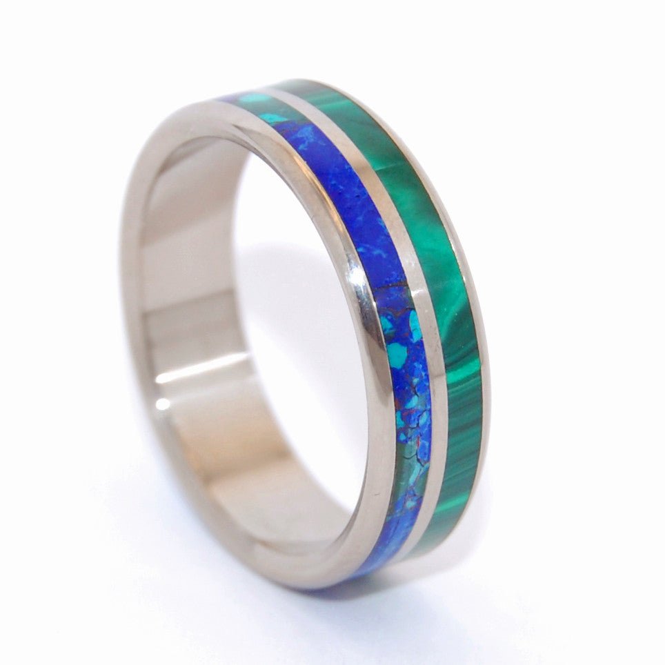 Can't Hold Us Back | Men's Malachite Stone, Azurite Stone & Titanium Wedding Ring - Minter and Richter Designs