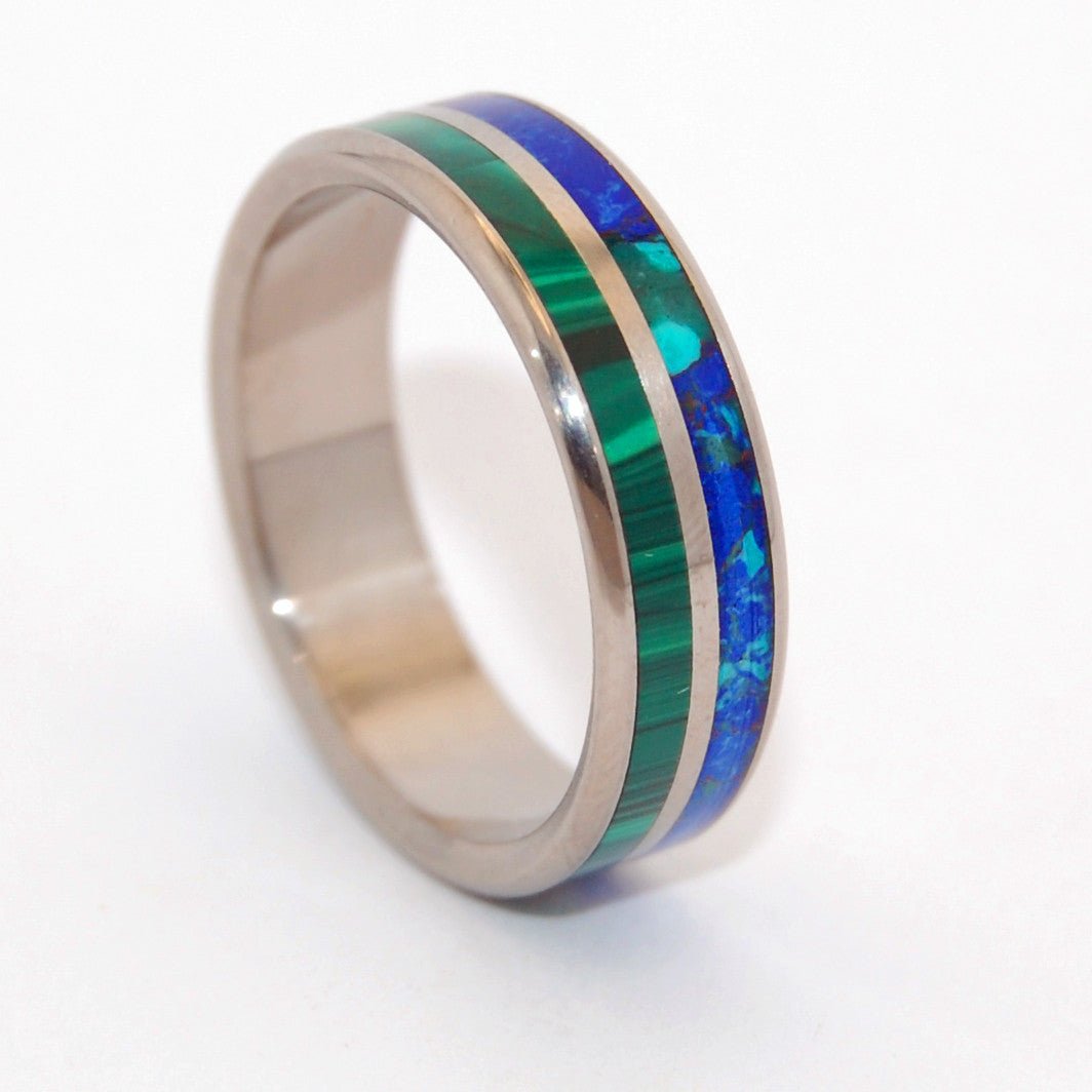 Can't Hold Us Back | Men's Malachite Stone, Azurite Stone & Titanium Wedding Ring - Minter and Richter Designs