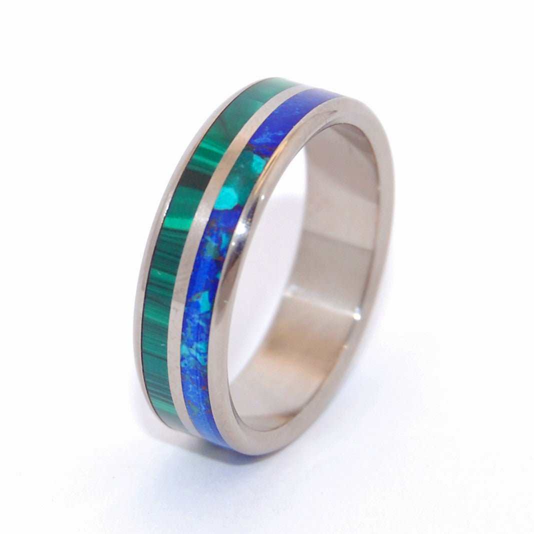 Can't Hold Us Back | Men's Malachite Stone, Azurite Stone & Titanium Wedding Ring - Minter and Richter Designs