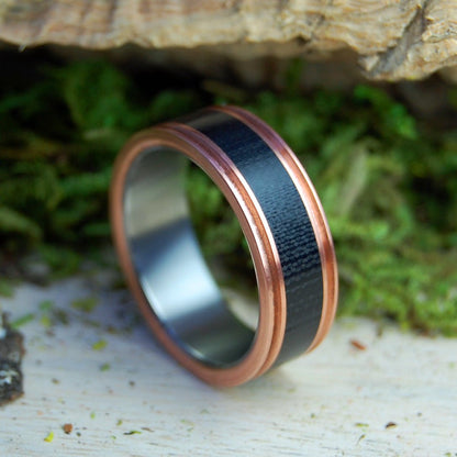 Carbon Fiber Copper | Men's Carbon Fiber, Copper & Titanium Wedding Ring - Minter and Richter Designs