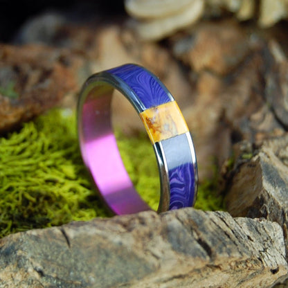 Charoite Delight | Men's Purple Charoite Stone, Honey Jasper Stone & Titanium Wedding Ring - Minter and Richter Designs