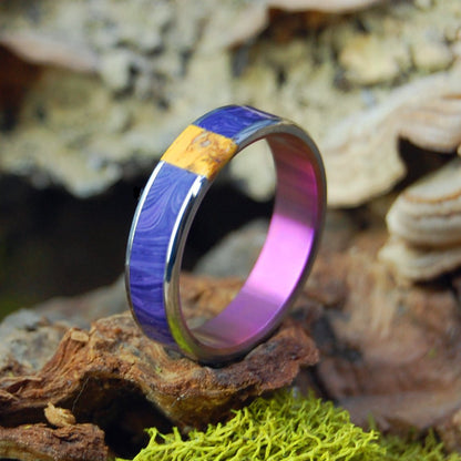 Charoite Delight | Men's Purple Charoite Stone, Honey Jasper Stone & Titanium Wedding Ring - Minter and Richter Designs