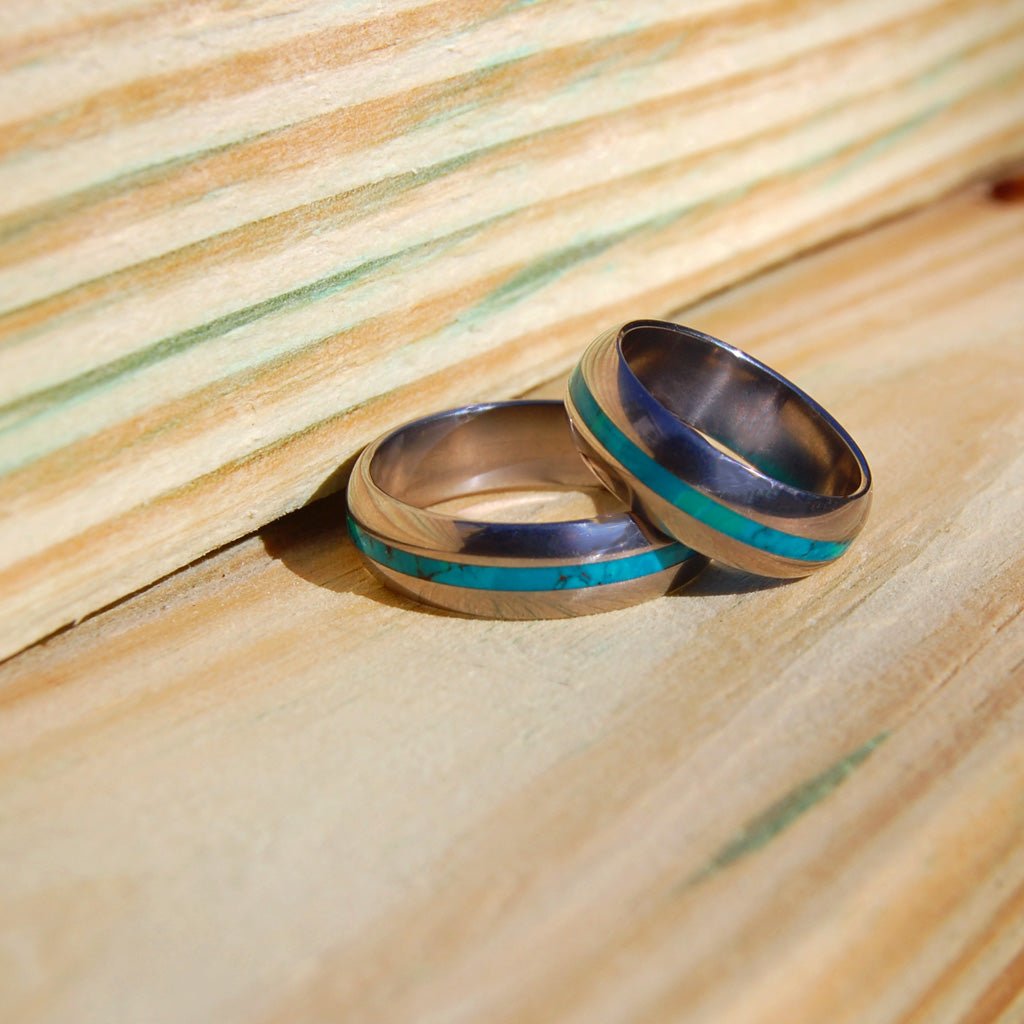 Chrysocolla Mahalo | Stone Wedding Ring - Handmade Titanium Ring - Minter and Richter Designs