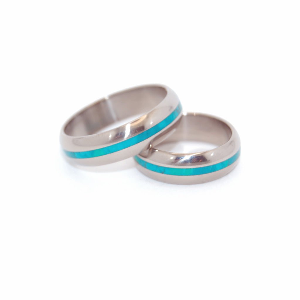 Chrysocolla Mahalo | Stone Wedding Ring - Handmade Titanium Ring - Minter and Richter Designs