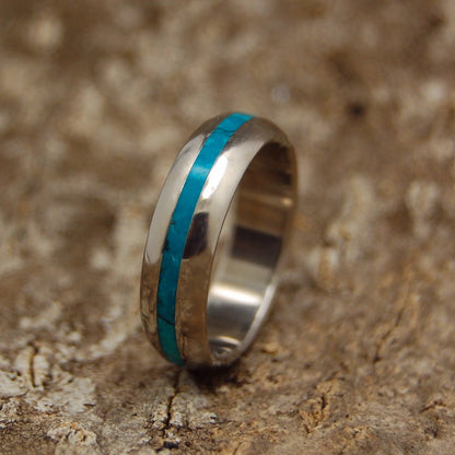 Chrysocolla Sea Dome | Men's Chrysocolla Stone & Titanium Wedding Ring - Minter and Richter Designs