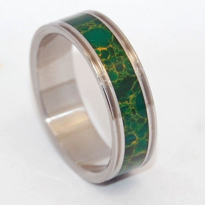 Cleopatra's Desire | Men's Inox Steel & Jade Wedding Ring - Minter and Richter Designs