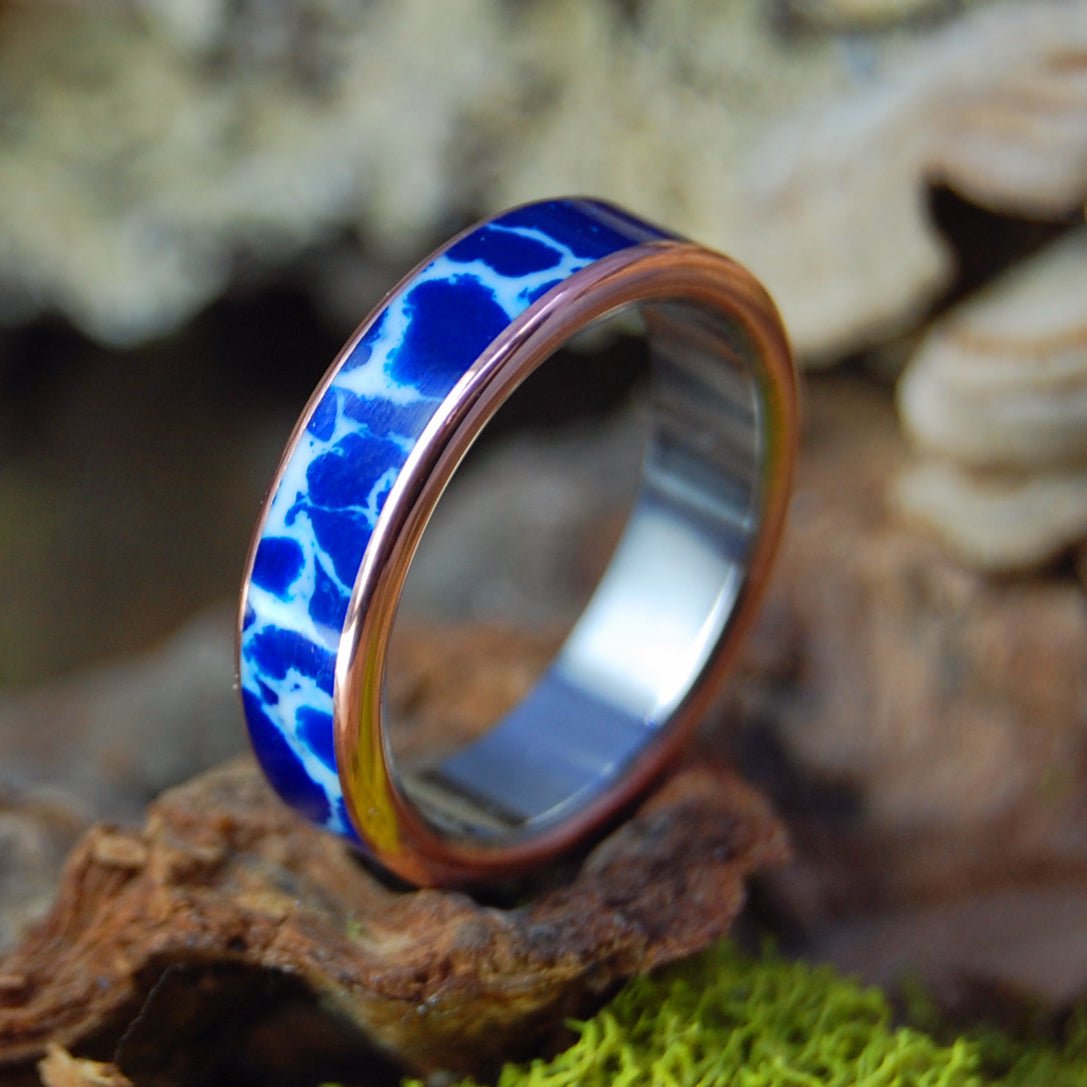 Copper Cobalt | Men's Copper, Cobalt & Stone Wedding Ring - Minter and Richter Designs