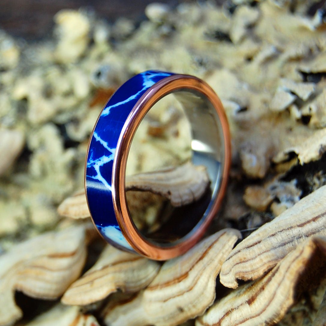 Copper Cobalt | Men's Copper, Cobalt & Stone Wedding Ring - Minter and Richter Designs