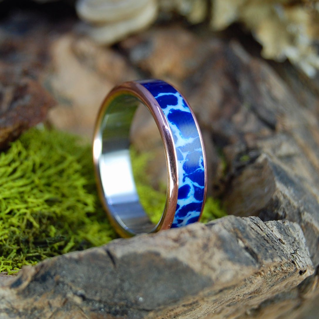 Copper Cobalt | Men's Copper, Cobalt & Stone Wedding Ring - Minter and Richter Designs