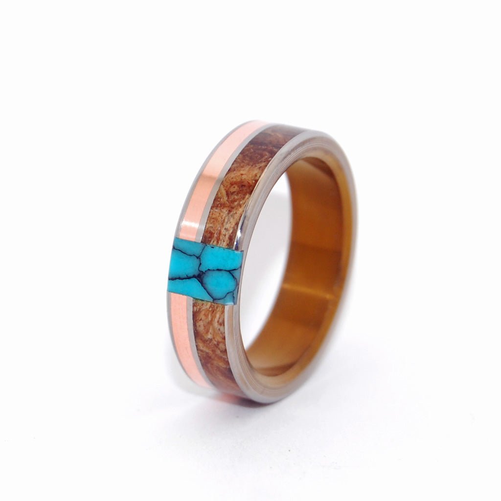 Copper Maple Tree | Men's Maple Wood, Turquoise, Copper & Titanium Wedding Ring - Minter and Richter Designs