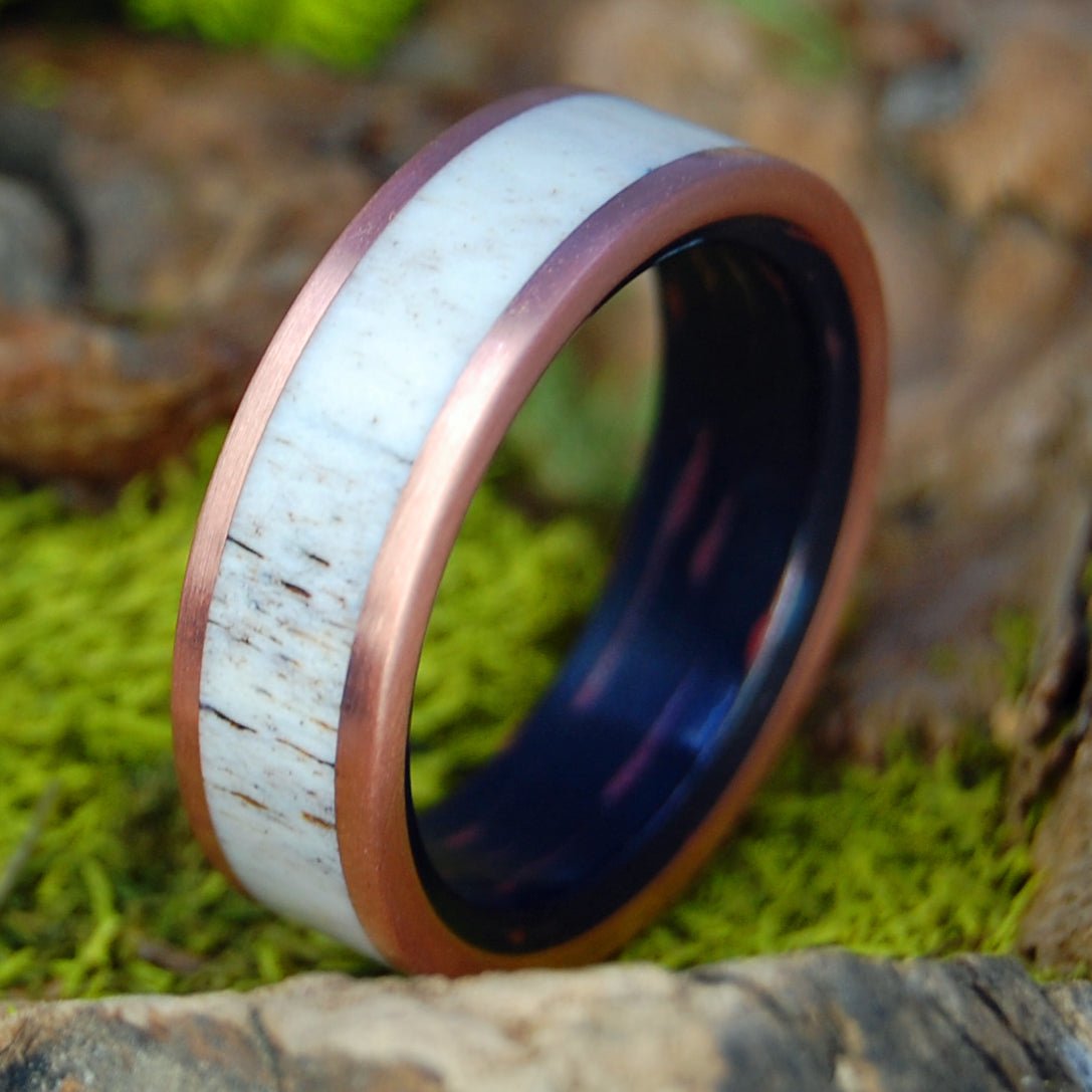 Copper Merchant | Men's Moose Antler, Copper & M3 Titanium Wedding Ring - Minter and Richter Designs