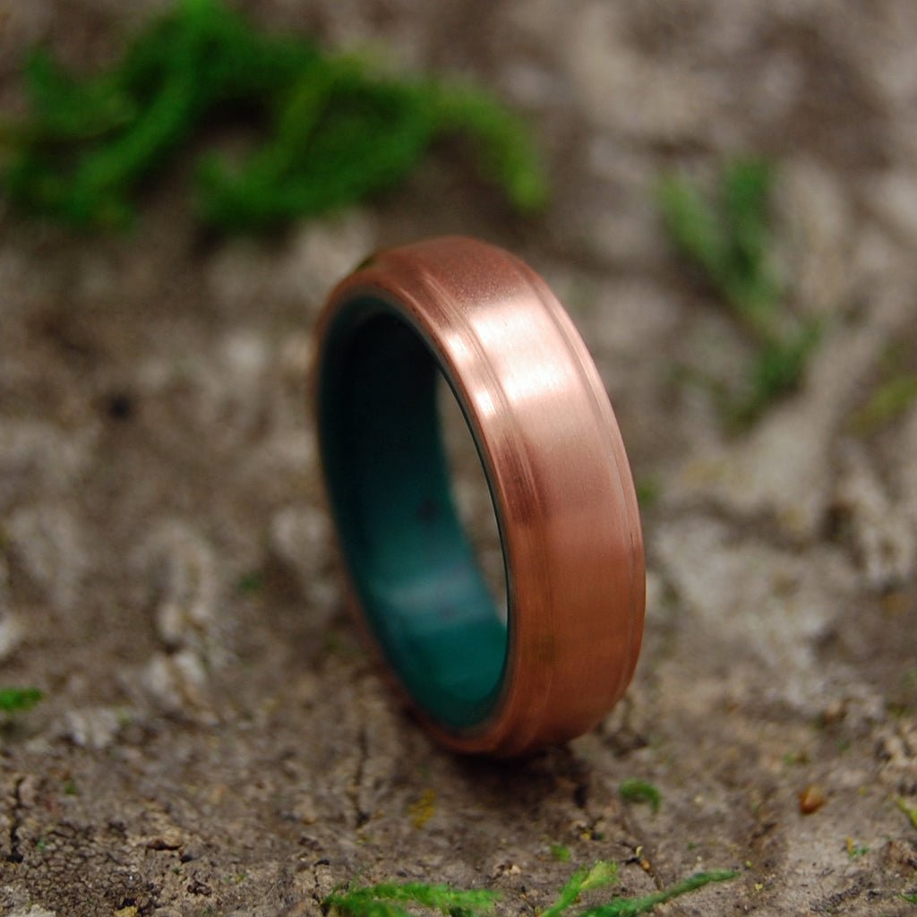 Copper Moxie | Men's Copper, Jade & Titanium Wedding Ring - Minter and Richter Designs