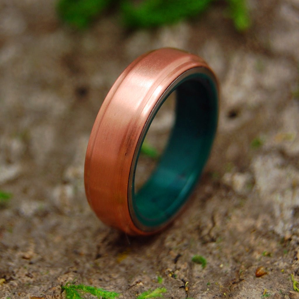 Copper Moxie | Men's Copper, Jade & Titanium Wedding Ring - Minter and Richter Designs