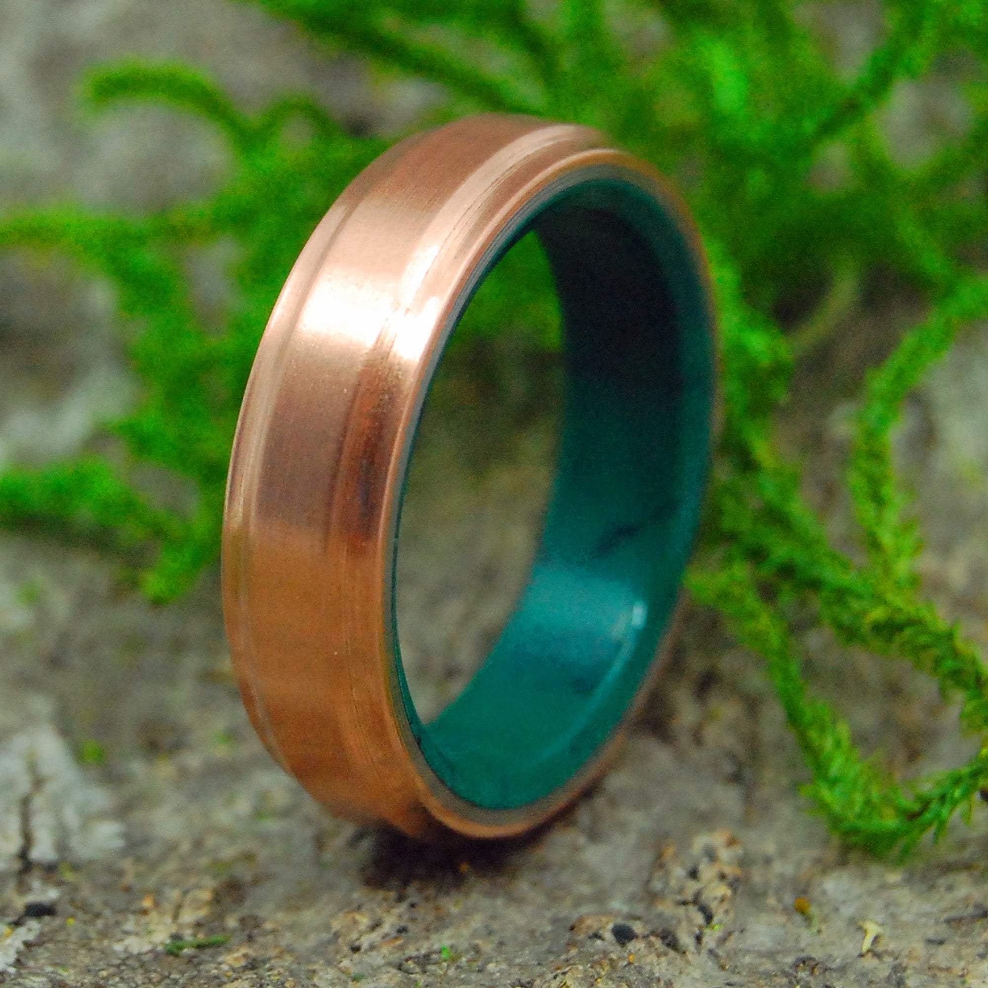 Copper Moxie | Men's Copper, Jade & Titanium Wedding Ring - Minter and Richter Designs