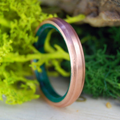 Copper Moxie Thin | Men's Copper, Jade & Titanium Wedding Ring - Minter and Richter Designs