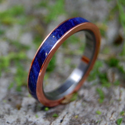 Copper Sea | Men's Blue Box Elder Wood, Copper & Titanium Wedding Ring - Minter and Richter Designs