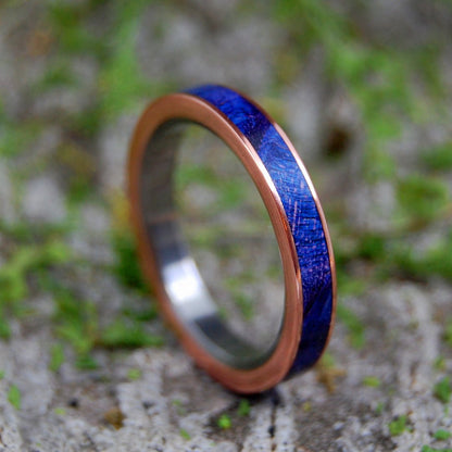 Copper Sea | Men's Blue Box Elder Wood, Copper & Titanium Wedding Ring - Minter and Richter Designs