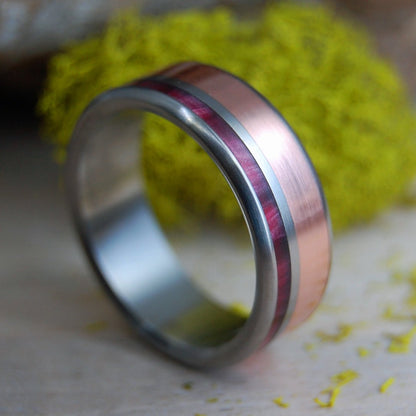 Copper Sunset | Men's Copper, Red Marbled Opalescent & Titanium Wedding Ring - Minter and Richter Designs