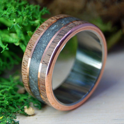 Copper Walnut Deer | Men's Walnut Wood, Deer Antler, Copper & Titanium Wedding Ring - Minter and Richter Designs