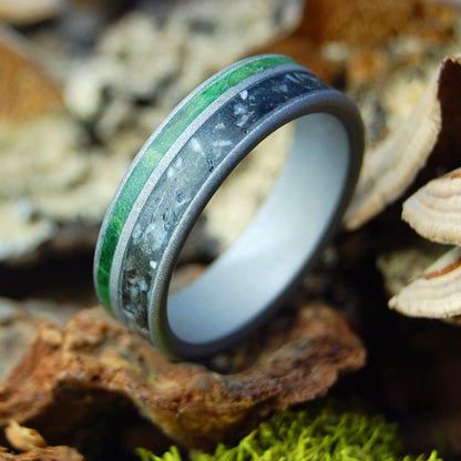 Creatures Of The Woods I Elk Ivory, Wolf Teeth, Bear Claw, Lava And Wood Wedding Rings | Men's Elk Ivory, Wolf Teeth, Bear Claw, Lava, & Wood Wedding Ring - Minter and Richter Designs