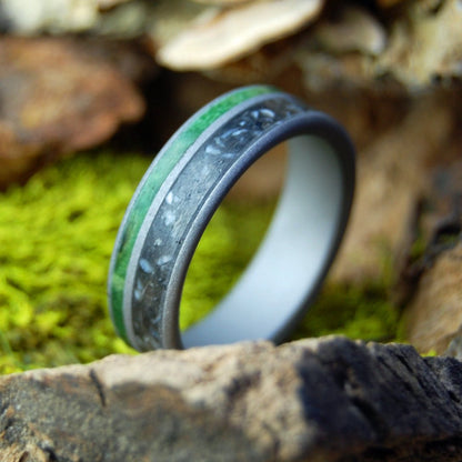 Creatures Of The Woods I Elk Ivory, Wolf Teeth, Bear Claw, Lava And Wood Wedding Rings | Men's Elk Ivory, Wolf Teeth, Bear Claw, Lava, & Wood Wedding Ring - Minter and Richter Designs