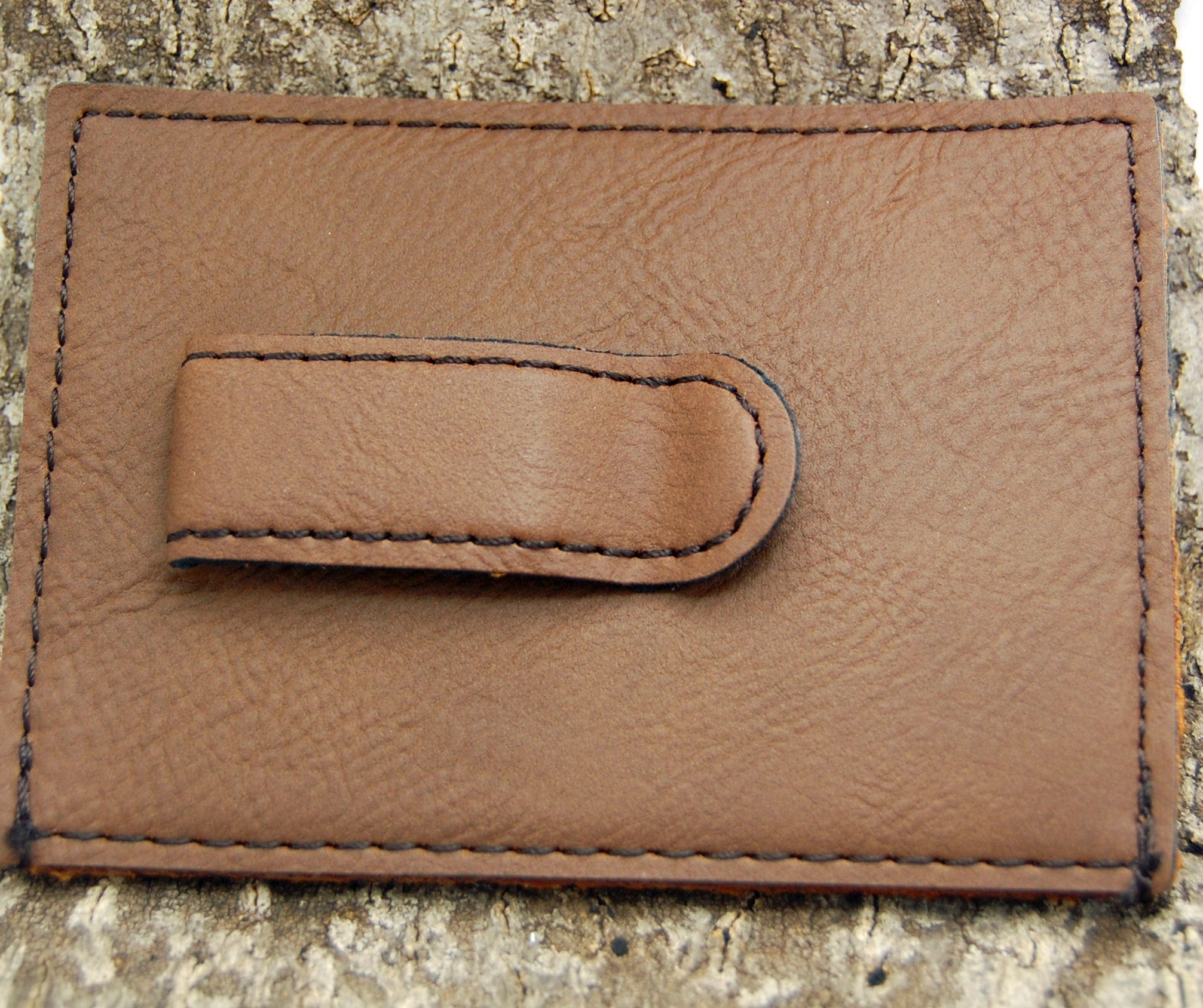 Customizable Dark Brown Leatherette Wallet And Money Clip - Minter and Richter Designs