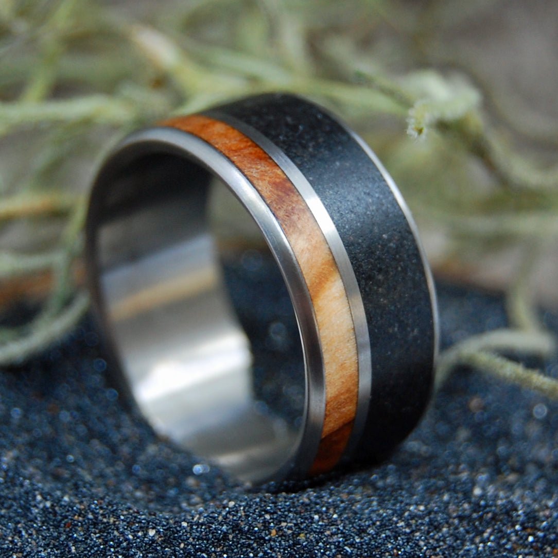 Cypress Swamp | Men's Cypress Wood, Beach Sand & Titanium Wedding Ring - Minter and Richter Designs