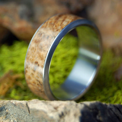 Dark Golden | Men's Golden Box Elder Wood & Titanium Wedding Ring - Minter and Richter Designs