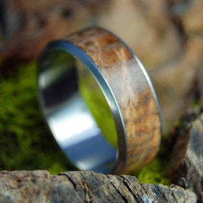 Dark Golden | Men's Golden Box Elder Wood & Titanium Wedding Ring - Minter and Richter Designs