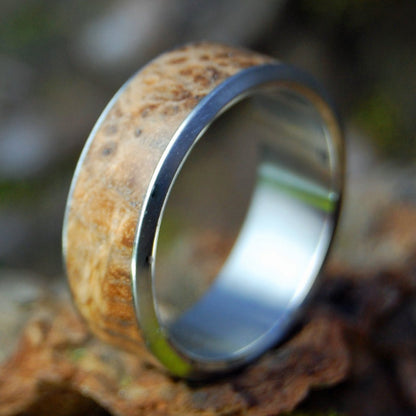 Dark Golden | Men's Golden Box Elder Wood & Titanium Wedding Ring - Minter and Richter Designs