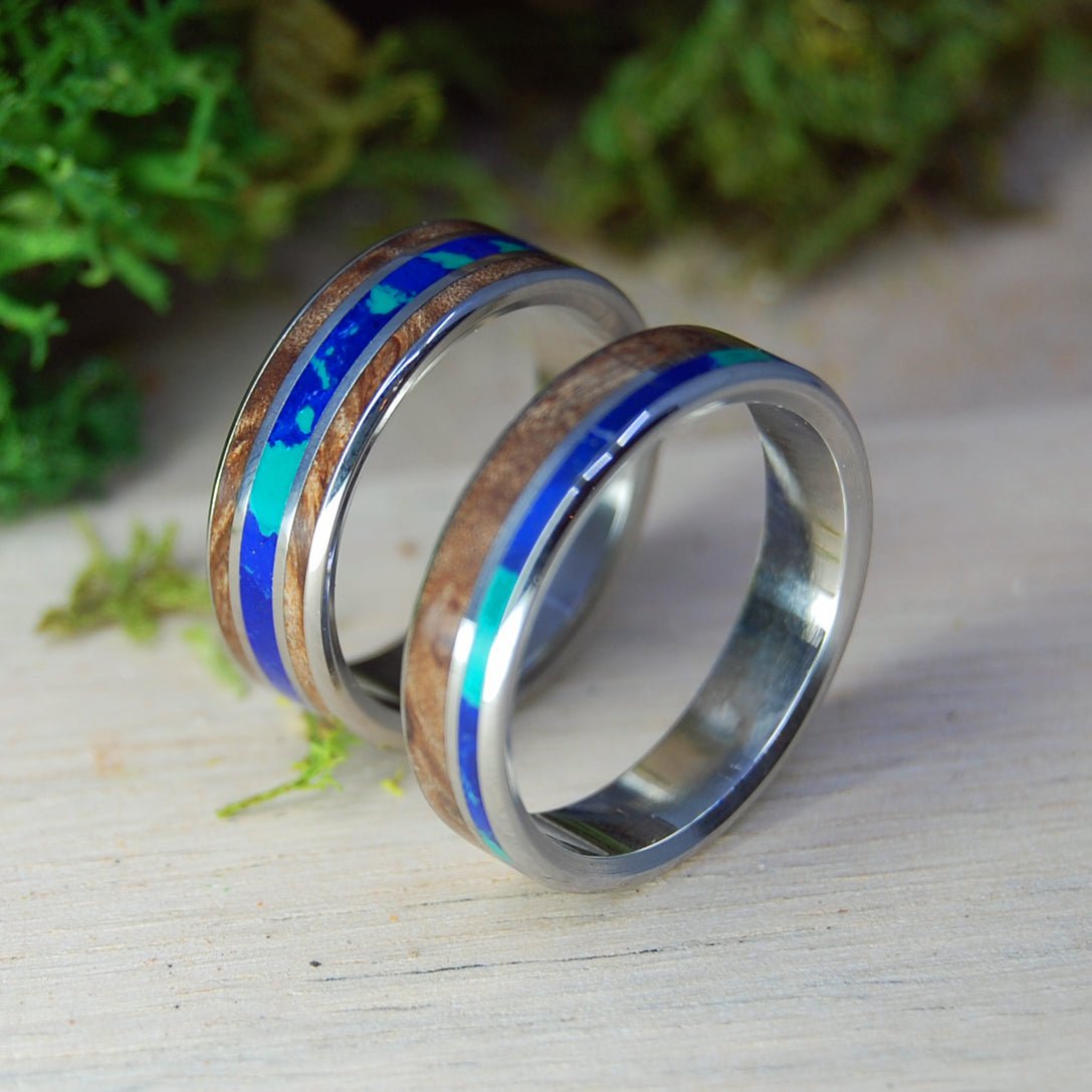 Dark Maple Galaxy | Titanium & Wood Wedding Ring Set - Minter and Richter Designs