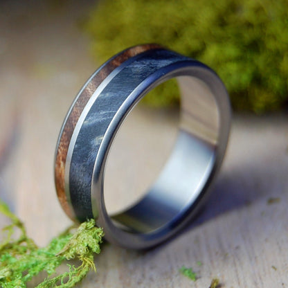 Dark Maple To Have and To Hold | Men's Dark Maple Wood, Black Box Elder Wood & Titanium Wedding Ring - Minter and Richter Designs