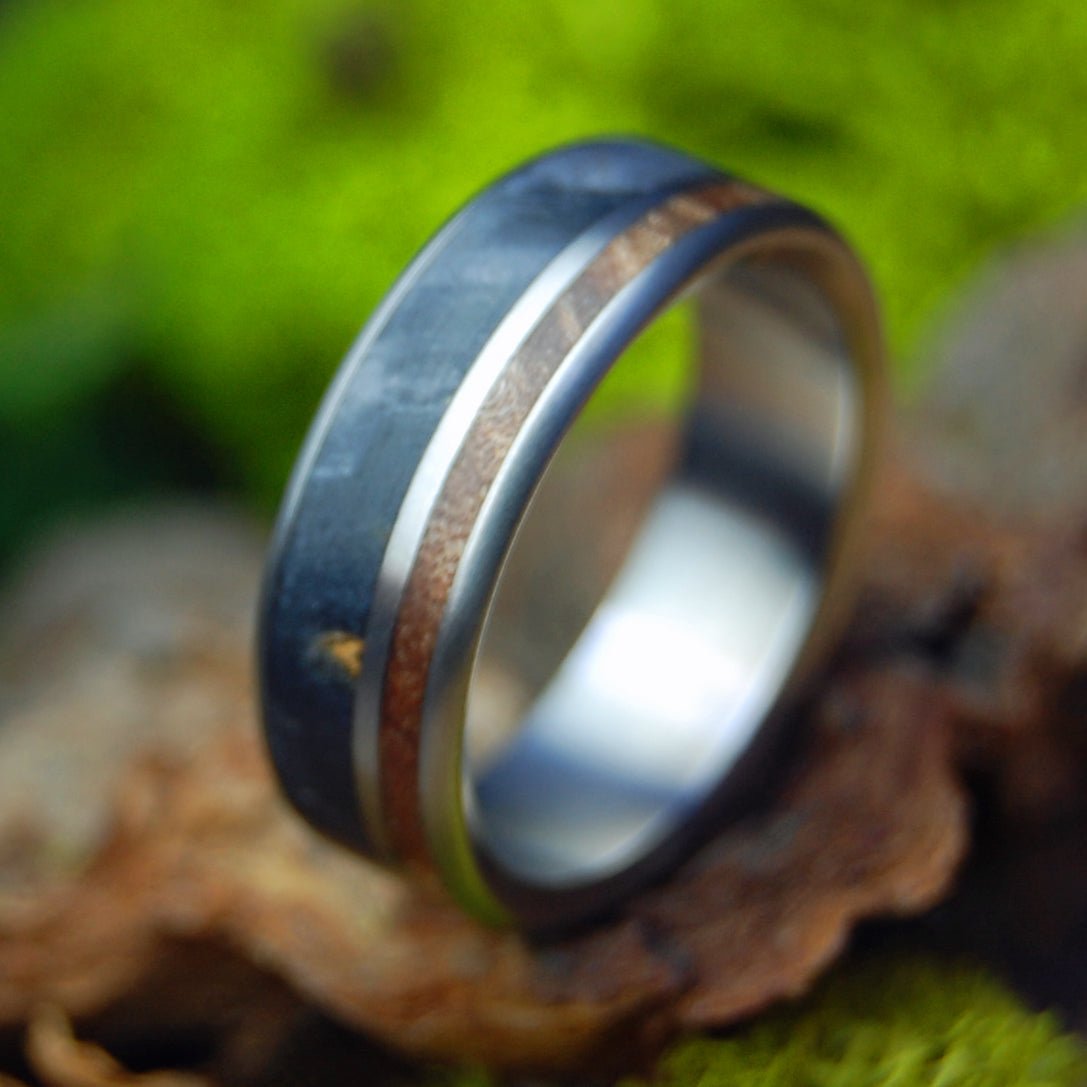 Dark Maple To Have and To Hold | Men's Dark Maple Wood, Black Box Elder Wood & Titanium Wedding Ring - Minter and Richter Designs